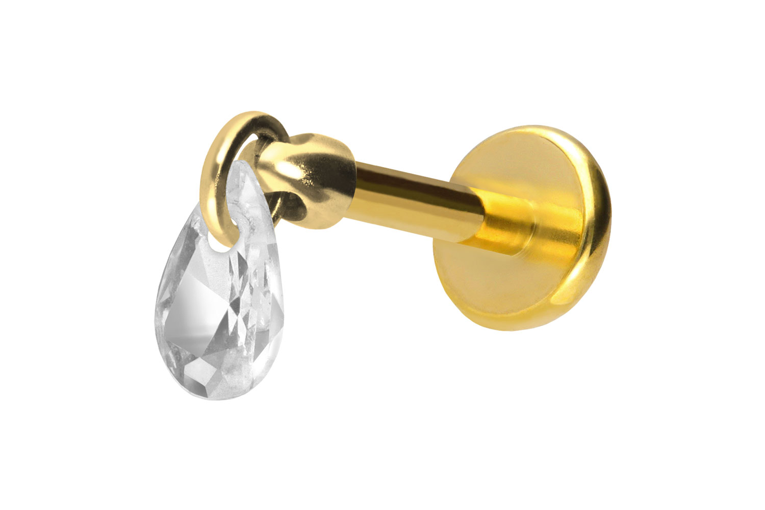 Titan Labret Piercing mit Push Fit KRISTALLTROPFEN